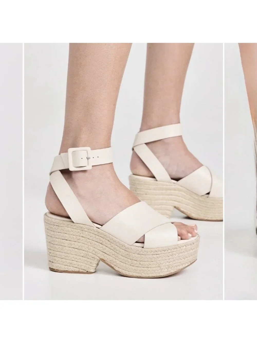 ALOHAS Lyla Cream Leather Espadrilles Platform Sandals Size 40